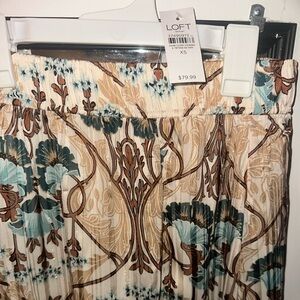 LOFT Cream and Teal Floral Skirt